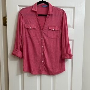 J. McLaughlin Pink Brynn Button-Up Top